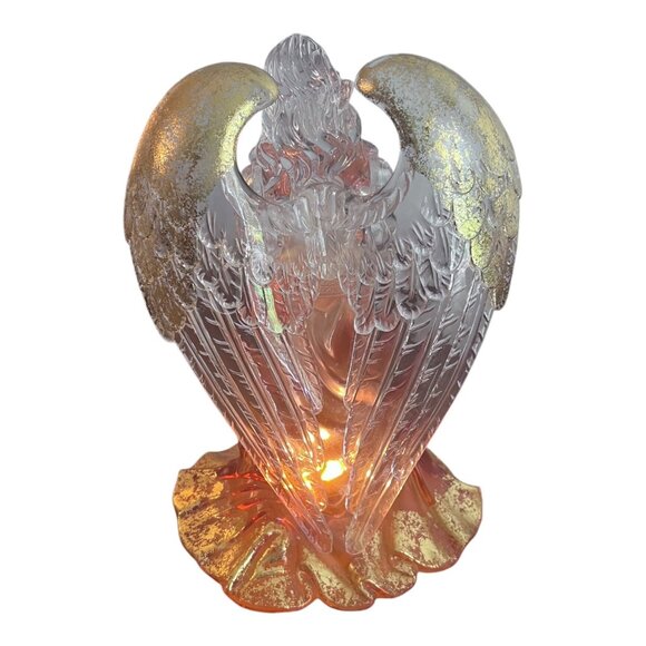 Lighted Christmas Angel Figure Sculpted Statue 12" X 8" Holiday Acrylic Lucite - Picture 4 of 6